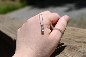 Lake County diamond Pear shaped necklace dainty .925 Sterling Silver pendant